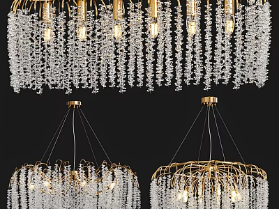 Elegant Luxury Crystal Chandelier With Gold Metal Frame And Hanging Pendant Design 3d model