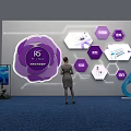 2025 China Digital Summit Exhibition Wall With Purple Flower Logo And Hexagon Modules