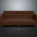 Elegant Classic Brown Sofa With Tufted Backrest And Wooden Legs Design
