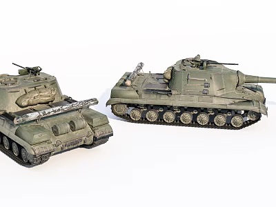 Detailed Military Tank Models Featuring Turret Cannon And Tracked Design 3d model