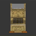 Vintage Cash Register Brass Body With Ornate Carvings And Wooden Base