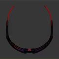 Stylish Sunglasses With Black Frame Red Accents And Pink Reflective Lenses