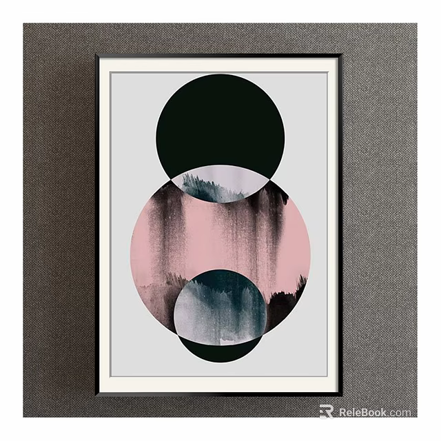 Abstract Circular Wall Art With Pink Black Gray Design For Modern Decor 3d model 