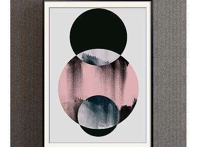 Abstract Circular Wall Art With Pink Black Gray Design For Modern Decor 3d model