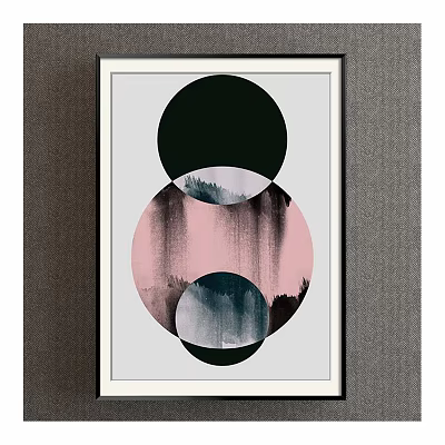 Abstract Circular Wall Art With Pink Black Gray Design For Modern Decor 3d model
