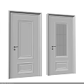 Modern White Interior Hinged Doors With Solid And Glass Panel Design 3d model