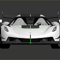 Aerodynamic White Sports Car With Black Roof Green Accents And Large Rear Wing