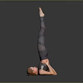 Woman Doing Handstand in Striped Leggings on Gray Background with Reflective Floor