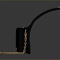 Stylish Black Handbag With Curved Flap Gold Chain And Rivets Design