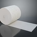 White Absorbent Paper Towel Roll Partially Unrolled On Gray Background With Reflection 3d model