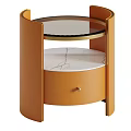 Modern Orange Bedside Table With Glass Top Marble Shelf And Drawer 3d model