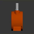 3D Rendered Orange Mechanical Component With Cylindrical Top And Base Holes