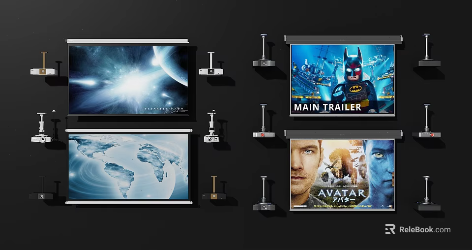 Projection Monitoring System With Multiple Screens And High Definition Visual Content 3d model 