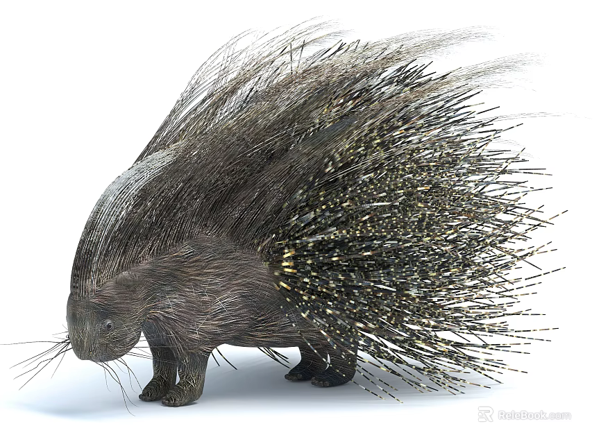 Spiny Reptile With Sharp Quills In Natural Wild Habitat Environment 3d model 
