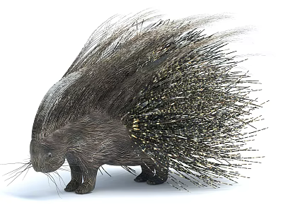 Spiny Reptile With Sharp Quills In Natural Wild Habitat Environment 3d model