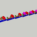 Automated Mechanical Conveyor System With Colored Components And Long Structure