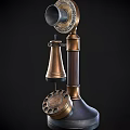 Vintage Rotary Dial Telephone With Ornate Copper And Wooden Design For Home Decor