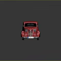 Red Vintage Classic Car With Retro Rounded Body And Chrome Grille Design