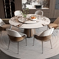 Dining Table and Chair Combination Round Dining Table Dining Chair 3d model