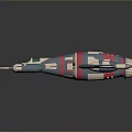 Blue White Red Aerospace Spaceship Model With Green Cockpit Engines And Wings