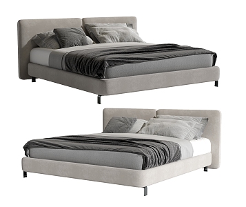 Minotti double bed 3d model