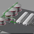 Industrial Storage Tank System With Green Piping White Cylindrical Tanks And Mechanical Components
