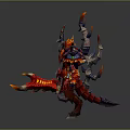 Fiery Mythical Warrior Character With Spiked Horns Flaming Armor And Red Orange Details