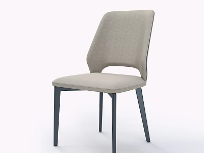 Modern Dining Chair With Upholstered Seat Fabric Backrest And Black Metal Legs 3d model