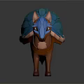 Mythical Fox Character With Blue Head Orange Body And Green Blue Feathered Back