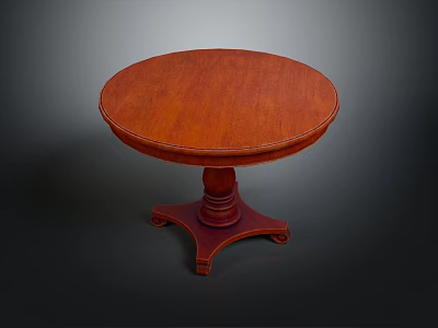 Traditional Round Wooden Table With Central Pedestal Base And Classic Design 3d model