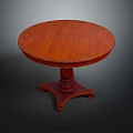 Traditional Round Wooden Table With Central Pedestal Base And Classic Design