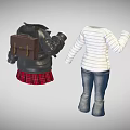 Women's Casual Outfit Collection With Striped Top Jeans Leather Jacket And Plaid Skirt