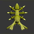 Golden Ant Game Movie Character with Large Red Mouth Serrated Teeth and Yellow Wings