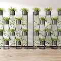 Indoor Vertical Garden Decor With Tiered Metal Stands And Hanging Green Plants