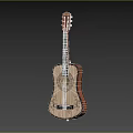 Wooden Acoustic Guitar With Artistic Carved Details For Musical Instrument And Art Supplies