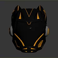Futuristic Black And Orange Combat Helmet As Tactical Weapon Gear With Sharp Sleek Design