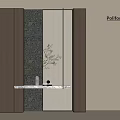 Modern Entryway Side Cabinet Console Table With Marble Top Striped Panel And Green Plant Decoration