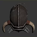 Warrior Fantasy Helmet With Large Curved Horns Metal Body Leather Accents And Spiked Edges