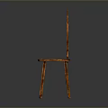 Decorative Wooden Chair With Carved Curved Backrest And Orange Red Finish