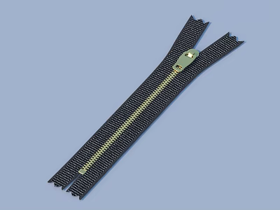 High Quality Black Zipper with Gold Slider and Metal Teeth for Daily Use 3d model