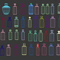 Various Colorful Liquor Bottles With Different Designs Arranged In Display Rows