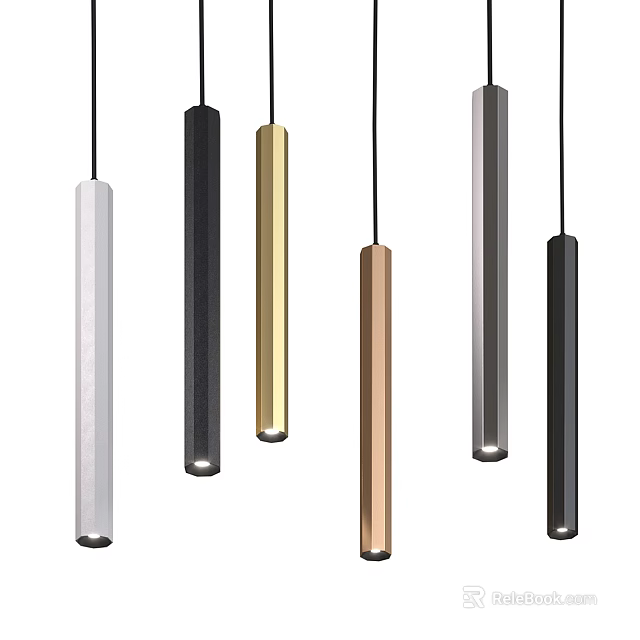 Modern Long Bar Pendant Lights In Various Colors For Interior Design 3d model 