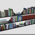 Modern Black Bookshelf With Spacious Shelves And Various Books For Home Storage