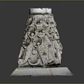 Artistic Stone Sculpture Carving With Intricate Hollow Design Base And Top Cylinders