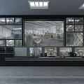 Modern Security Monitoring Room Interior With Surveillance Screens Control Console And Glass Windows