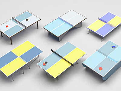 Colorful Ping Pong Tables as Sports Equipment with Various Designs and Accessories 3d model