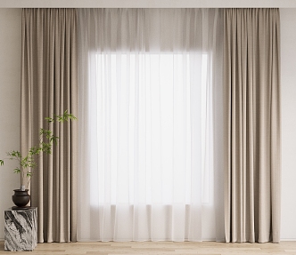 Curtain Screen Venetian Curtain Cloth Curtain Dream Curtain Vertical Curtain Side Green Plant Potted Plant 3d model