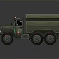 Green Military Tank With Heavy Armor Turret Long Cannon And Tracks Design