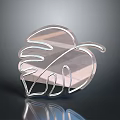 Transparent Monstera Leaf Shaped Crystal Decorative Ornament With Shiny Surface And Reflection