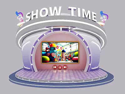 Vibrant Playground Equipment with Show Time Stage Colorful Balloon and Cartoon Display Screen 3d model